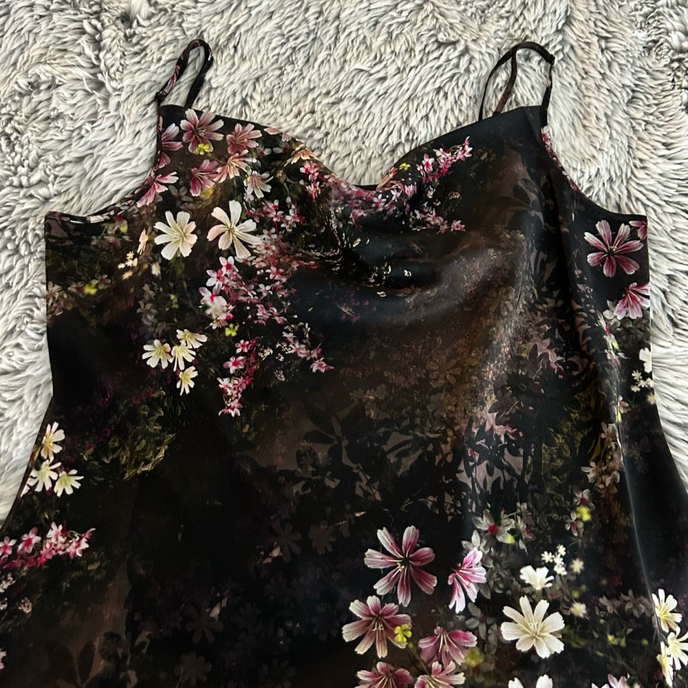 All Saints Floral Slip Dress - Black and Pink - Picture 5 of 11